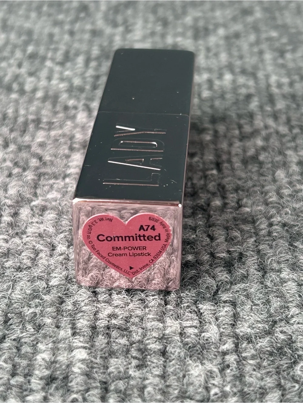 Too Faced COMMITTED Lady Bold EM-POWER Cream Lipstick Full Size NWOB Pink Purple
